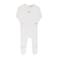 Ely's & Co Organic Embroidered Cherry Pointelle Collection Girls Cream Footie