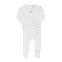 Ely's & Co Organic Embroidered Cherry Pointelle Collection Boys Cream Footie