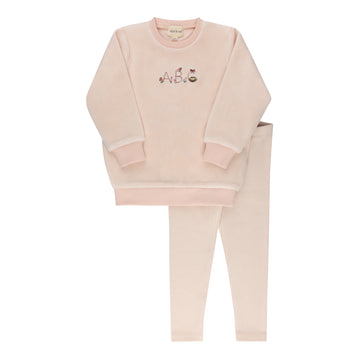 Ely's & Co. Embroidered ABC Two Piece Set - Pink
