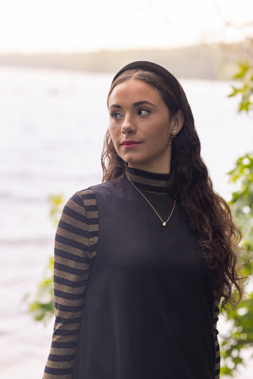 Poet Aria Mockneck Black And Gold Stripe