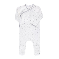 Ely's & Co Organic Cotton Cluster Leaf Collection Ivory / Blue Footie