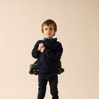 Analogy by Lil Legs Navy Sweet Campaign Denim Removable Collar Sweatshirt