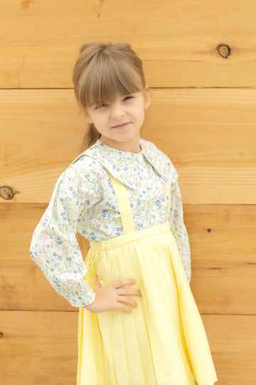 Nounelle Floral Yellow Blouse- 3/4 Sleeves