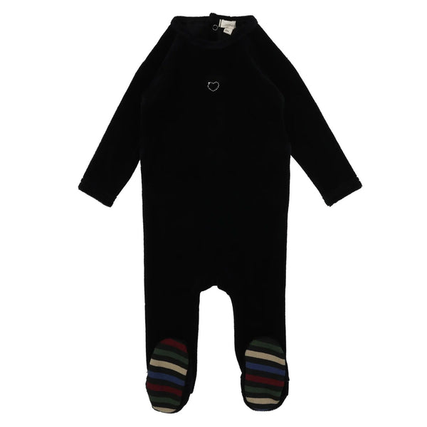 Lil Legs Velour Rhinestone Footie Black