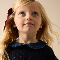 Analogy by Lil Legs Navy Print Sweet Campaign Denim Collar Ruffle Sweatshirt