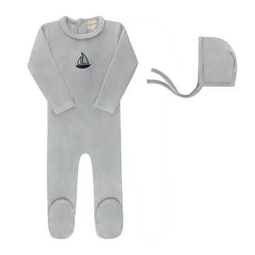Ely's & Co. Embroidered Liberty & Berry Footie & Hat Set - Blue