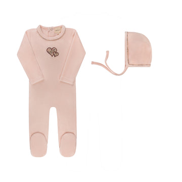 Ely's & Co. Embroidered Liberty & Berry Footie & Hat Set - Pink