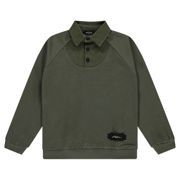 Jaybee Green Demin Mock Collared Sweatshirt