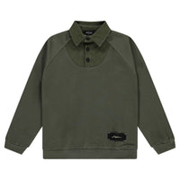 Jaybee Green Demin Mock Collared Sweatshirt