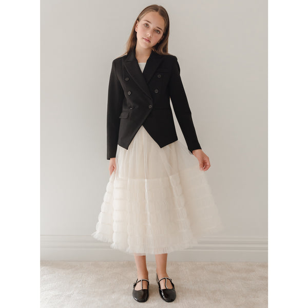 Gold Label By Petite Amalie Cream Smocked Tulle Skirt