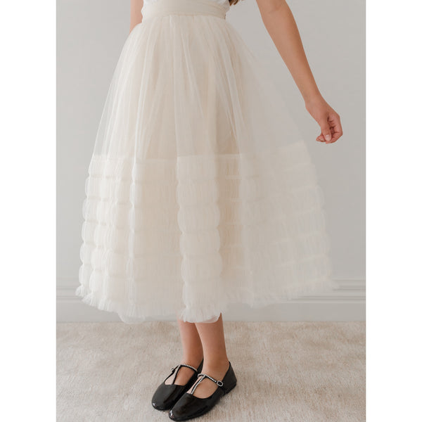 Gold Label By Petite Amalie Cream Smocked Tulle Skirt