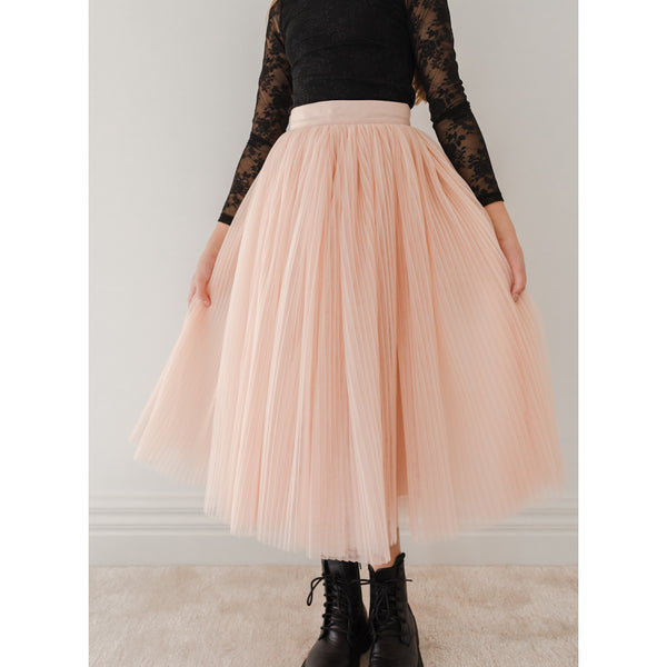 Gold Label By Petite Amalie Antique Rose Pleated Tulle Full Skirt