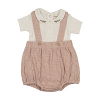 Mema Knits Short Overall + Onesie Set - Winter White / Pale Pink