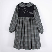 Popelin Dark Grey Plaid Two-Tone Dress With Baby Collar (Mod 31.4)