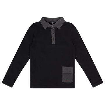 Jaybee Child Smoke Denim Denim Paneled Polo