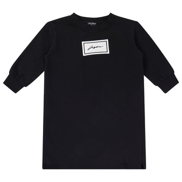 Jaybee Child Black Sherpa Patch Sweat Dress