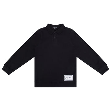 Jaybee Child Black Sherpa Patch Polo