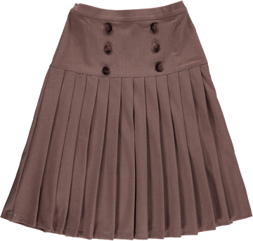 Jaybee Child Toffee Button Detail Pleated Skirt