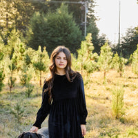 Pashmini Black Emma Smocked Velvet Maxi