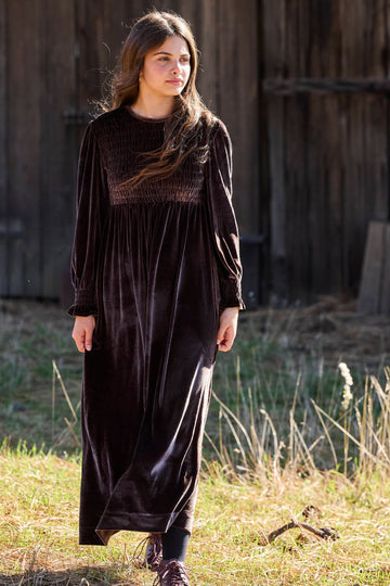 Pashmini Black Emma Smocked Velvet Maxi