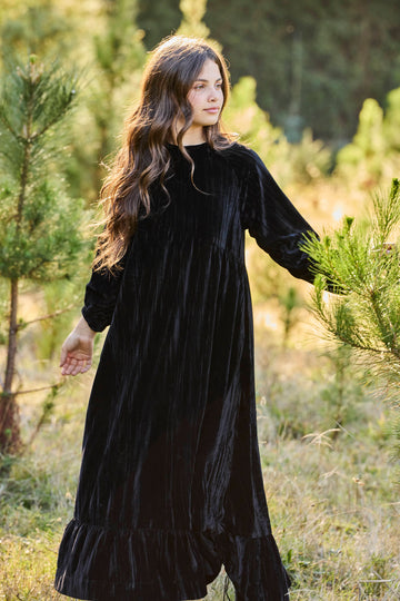 Pashmini Black Chloe Crushed Velvet Maxi