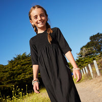 Pashmini Black Sophia Smocked Maxi