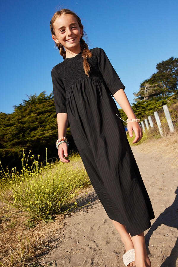 Pashmini Black Sophia Smocked Maxi