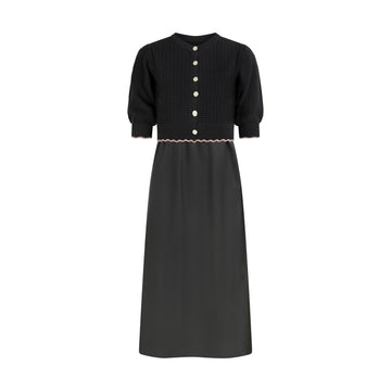 Pashmini Black Abigail Scalloped Cardigan Maxi