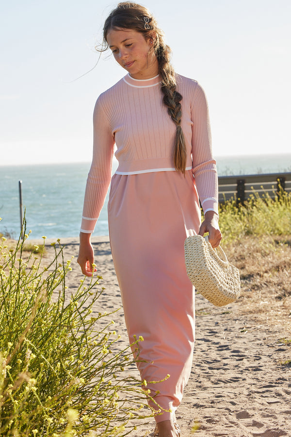 Pashmini Coral Grace Ribbed Knit Overlay Set
