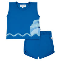 Miss Mini Scalloped Swim Tan & Shorts Set