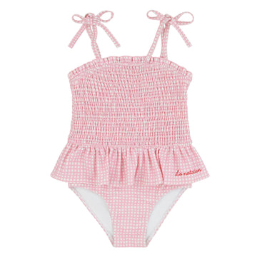 Noggi Pink Gingham Bathing Suit