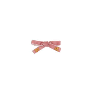 Le Enfant Mini Gold Thread Cherry Bows Velvet (2pk) - Pink (FINAL SALE)
