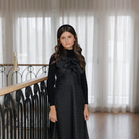 Velvette Label Teen Grey/Black Plaid Bow Midi- Zippers Are Broken You Need To Replace On Your Own
