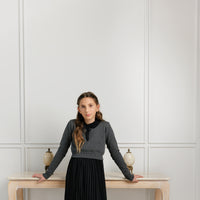 Velvette Label Teen Grey Tie Sweater