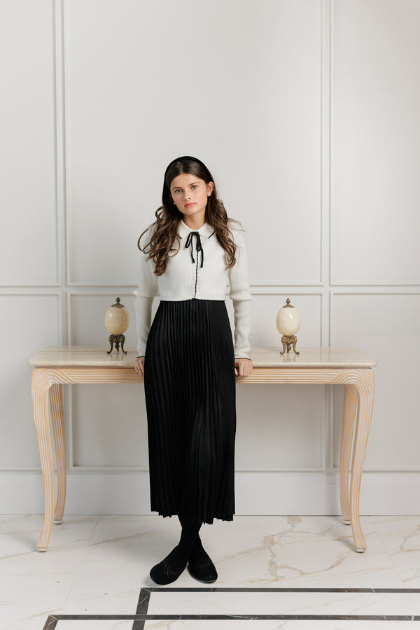 Velvette Label Teen Black Pleated Jumper