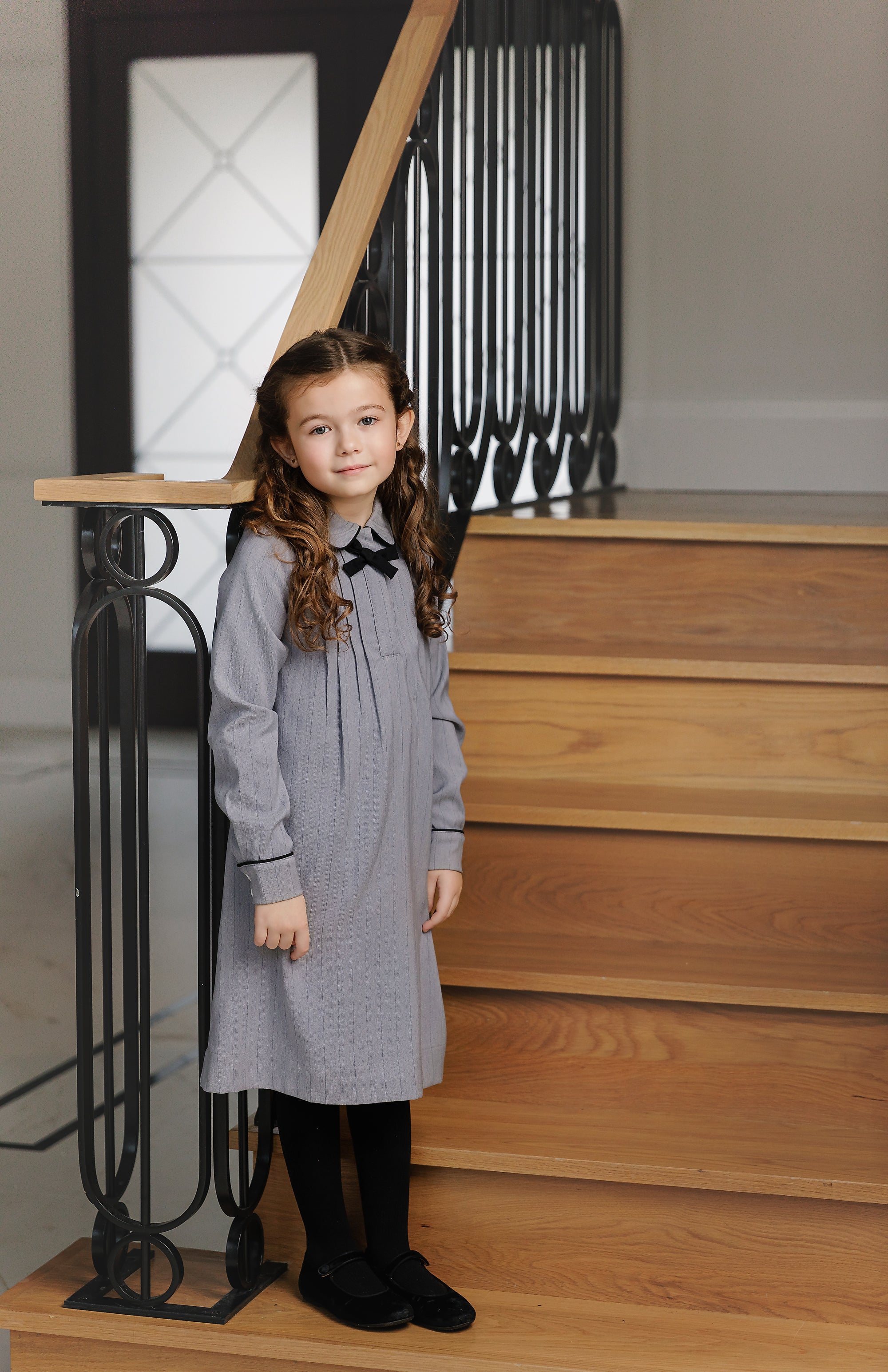 Velvette Label Grey Pinstripe Dress | Buttons Bebe Velvette Label Grey Pinstripe Dress | Buttons Bebe