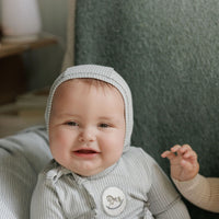 Aurora Blue Footie + Bonnet Cotton French Terry Rocking Horse