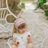 Aurora Pointelle Bow Print Collection Ivory Pink Tshirt + Bloomer