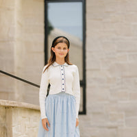 Daintti by Velvette Label Blue Eyelit Midi Skirt