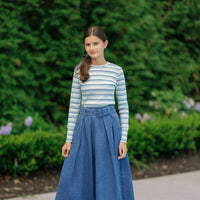 Daintti by Velvette Label Denim Belted Maxi Skirt