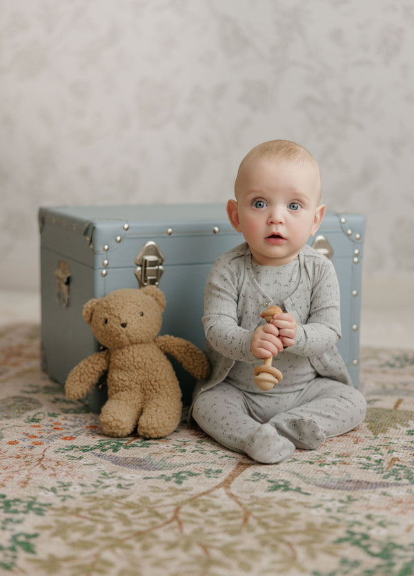 Aurora Floral Rib Collection Blue Cardigan- cardigan only