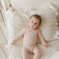 Aurora Pink Footie + Bonnet Cotton French Terry Rocking Horse