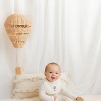 Aurora Ivory/Blue Footie + Bonnet Cotton French Terry Hot Air Balloon Collection