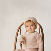 Peluche Rose Embossed Reversible Cardigan + Beanie Set