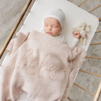 Peluche Rose Malange Scalloped Blanket/Ribbon