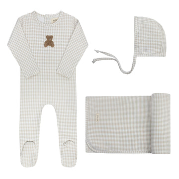 Ely's & Co. Gingham Teddy Take Me Home Set - Tan
