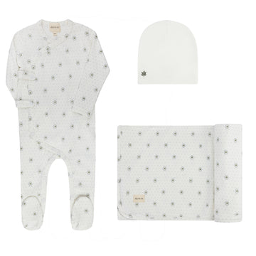 Ely's & Co. Floral Dot Take Me Home Set - Ivory Blue