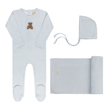 Ely's & Co. Gingham Teddy Take Me Home Set - Blue