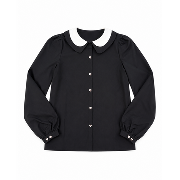 Lil Tempest Teens Double Collar Taffeta Shirt - Black