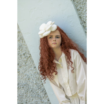 Lil Tempest Teens Taffeta Tie Cropped Shirt - Cream